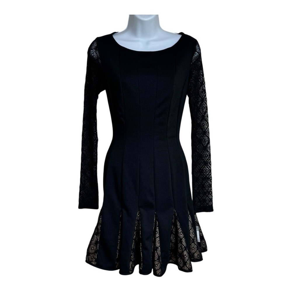 Catherine Malandrino Dress Black Long Sleeve Lace Fit & Flare size‎ 0 - Picture 3 of 10